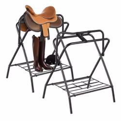 VEVOR Folding Saddle Rack 2 Packs Freestanding Horse Saddle Stand Portable Horse Blanket Holder Heavy Duty Steel Saddle Ra ...