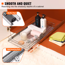 VEVOR 11""W x 21""D Pull Out Cabinet Organizer  Heavy Duty Slide Out Pantry Shelves  Chrome-Plated Steel Roll Out Drawers  Sliding Drawer Storage for