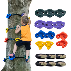 VEVOR Ninja Tree Climbing Kit  12 Tree Climbing Holds and 6 Ratchet Straps  Large Climbing Rocks for Kids and Adults Climber  ...