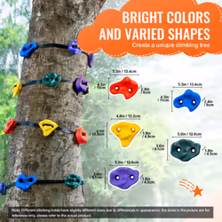 VEVOR Ninja Tree Climbing Kit  12 Tree Climbing Holds and 6 Ratchet Straps  Large Climbing Rocks for Kids and Adults Climber  and Shapes  for Outdoor