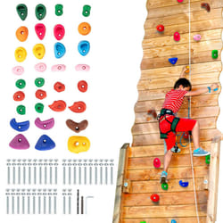 VEVOR 32 Rock Climbing Holds for Kids and Adults  Multi-Colored Climbing Rock Wall Grips for Indoor and Outdoor Playground Play Set - Mounting Hardwar