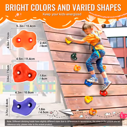 VEVOR 72 Rock Climbing Holds for Kids and Adults  Multi-Colored Climbing Rock Wall Grips for Indoor and Outdoor Playground Play Set - Mounting Hardwar