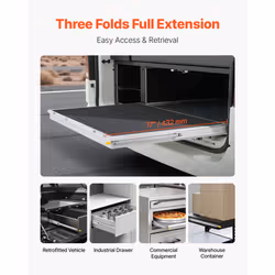VEVOR Heavy Duty Drawer Slides 16inch  1 Pair Locking Drawer Slides 250lbs Load Capacity  Side Mount Ball Bearing  3-Fold Full Extension