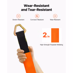 VEVOR Axle Straps  4 Pack of 2 in x 38.4 Inch Heavy Duty Axle Tie Down Straps with D Rings Protective Sleeves  12000 lbs Break Strength  Tire Wheel Ti