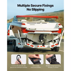 VEVOR Boat Trailer Transom Straps (2PK)  2 x 48 Adjustable Boat Straps 1 500lb Break Strength with Security Lock S Hooks and Boat Pads  Transom Tiedow