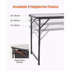 VEVOR Camping Kitchen Table  Folding Outdoor Cooking Table  3 Adjustable Heights  Aluminum Lightweight Portable Cook Station with Storage Organizer  C