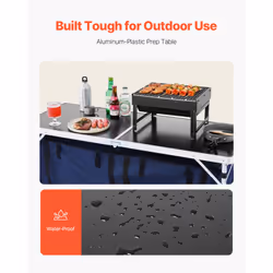 VEVOR Camping Kitchen Table  Folding Outdoor Cooking Table  3 Adjustable Height  Aluminum Lightweight Portable Cook Station with Storage Organizer  Ca