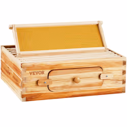 Bee Hive Medium Box Starter Kit, 100% Beeswax Coated Natural Cedar Wood, Langstroth Beehive Kit with 10 Frames and Foundation ...