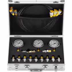 Hydraulic Pressure Test Kit  250/400/600bar  3 Gauges 11 Test Couplings 3 Test Hoses  Excavator Hydraulic Test Gauge Set with ...