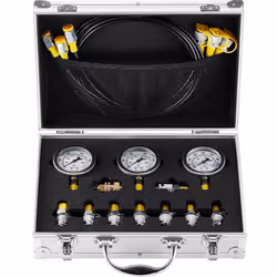 Hydraulic Pressure Test Kit  250/400/600bar  3 Gauges 9 Test Couplings 3 Test Hoses  Excavator Hydraulic Test Gauge Set with  ...