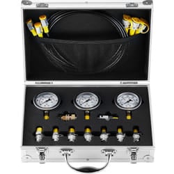Hydraulic Pressure Test Kit  250/400/600bar  3 Gauges 9 Test Couplings 3 Test Hoses  Excavator Hydraulic Test Gauge Set with Portable Carrying Case fo