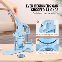 VEVOR Button Maker  1/1.25/2.28 inch(25/32/58mm) 3-in-1 Pin Maker  300pcs Button Parts  Ergonomic Arc Handle Punch Press Kit  Button Maker Machine wit