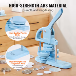 VEVOR Button Maker  1/1.25/2.28 inch(25/32/58mm) 3-in-1 Pin Maker  300pcs Button Parts  Ergonomic Arc Handle Punch Press Kit  Button Maker Machine wit