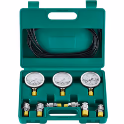 Hydraulic Pressure Test Kit  250/400/600bar  3 Gauges 6 Test Couplings 3 Test Hoses  Excavator Hydraulic Test Gauge Set with  ...