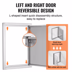 VEVOR BBQ Access Door  16W x 22H Inch Single Outdoor Kitchen Door  Stainless Steel Flush Mount Door  Wall Vertical Door with Handle  for BBQ Island  G