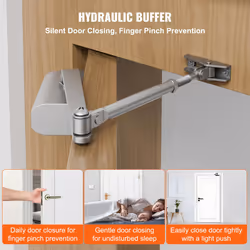 VEVOR Door Closer  Automatic Door Closer Commercial or Home  Adjustable Size Hydraulic Buffer Door Closers Heavy Duty Cast Aluminum Body  Easy Install