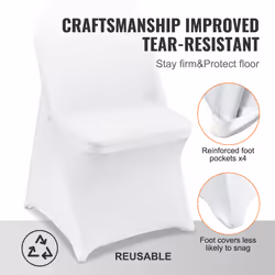 VEVOR Stretch Spandex Folding Chair Covers for Wedding Party Dining - White, 100pcs - Additional view 4