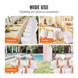 VEVOR Stretch Spandex Folding Chair Covers for Wedding Party Dining - White, 100pcs - Additional view 5