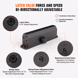 VEVOR Door Closer  Automatic Door Closer Commercial or Home  Adjustable Size Hydraulic Buffer Door Closers Heavy Duty Cast Aluminum Body  Easy Install
