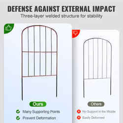 VEVOR Decorative Garden Fence 10 Pack  No Dig Fence 24in(H) x11ft(L) Animal Barrier Fence  Underground Garden Fencing with 2 inch Spike Spacing  Metal