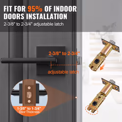 VEVOR Passage Door Handle  5-Pack Matte Black Interior Door Lever  Left or Right Reversible Non-Locking Handle Lever  45 Rotation to Open  S