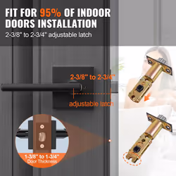 VEVOR Privacy Door Handle  1-Pack Matte Black Interior Door Lever  Left or Right Handing Reversible Lever with Keyless Turn Lock  45 Rotatio