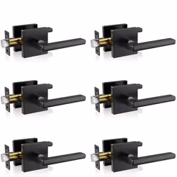VEVOR Passage Door Handle 6-Pack Matte Black Interior Door Lever Left or Right Reversible Non-Locking Handle Lever 45 Rota ...