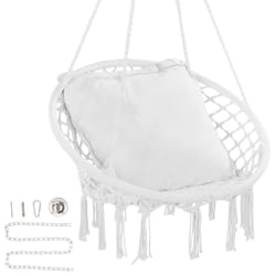 VEVOR Hanging Hammock Swing, 330 lbs Capacity, Macram? Hanging Chair with Cushion and Mounting Hardware, Cotton Rope Swing for Bedroom, Balcony,