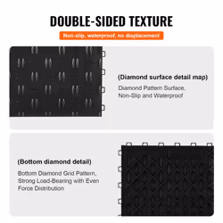 VEVOR Garage Tiles Interlocking  12 x 12 x 0.53 inch 25 Pack Garage Floor Covering Tiles  Non-Slip Double-Sided Texture Garage Flooring Tiles  for Gar