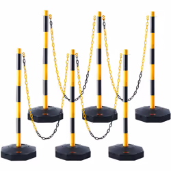 VEVOR Adjustable Traffic Delineator Post Cones, 4 Pack, Traffic Safety Delineator Barrier with Fillable Base 8FT Chain, for T ...