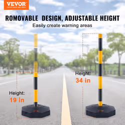 VEVOR Adjustable Traffic Delineator Post Cones, 4 Pack, Traffic Safety Delineator Barrier with Fillable Base 8FT Chain, for Traffic Control Warning Pa