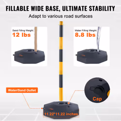 VEVOR Adjustable Traffic Delineator Post Cones, 4 Pack, Traffic Safety Delineator Barrier with Fillable Base 8FT Chain, for Traffic Control Warning Pa