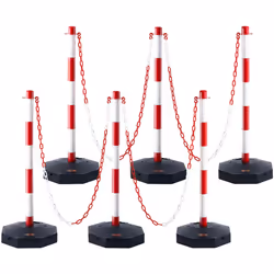 VEVOR Adjustable Traffic Delineator Post Cones, 6 Pack, Traffic Safety Delineator Barrier with Fillable Base 6.6FT Chain, for ...