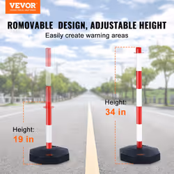 VEVOR Adjustable Traffic Delineator Post Cones, 6 Pack, Traffic Safety Delineator Barrier with Fillable Base 6.6FT Chain, for Traffic Control Warning
