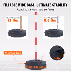 VEVOR Adjustable Traffic Delineator Post Cones, 6 Pack, Traffic Safety Delineator Barrier with Fillable Base 6.6FT Chain, for Traffic Control Warning