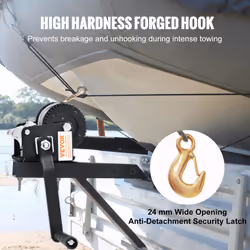 Hand Winch, 800 lbs Pulling Capacity, Boat Trailer Winch Heavy Duty Rope Crank with 33 ft Steel Wire Cable and Two-Way Ratchet, Manual Operated Hand - Additional view 3