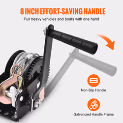 Hand Winch, 800 lbs Pulling Capacity, Boat Trailer Winch Heavy Duty Rope Crank with 33 ft Steel Wire Cable and Two-Way Ratchet, Manual Operated Hand - Additional view 4
