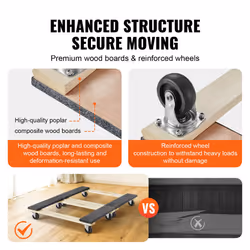 Hardwood Furniture Moving Dolly  30 in. x 18 in. 4 x 3 PP Swivel Casters  Heavy Duty Wooden Mover Dollies  Moving Cart with Wheels for Heavy Furniture