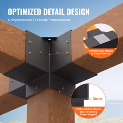 VEVOR 152x152mm Pergola Bracket Kit 4-Way Woodworks DIY Post for Gazebos 2 pcs