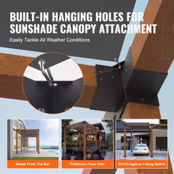 VEVOR 152x152mm Pergola Bracket Kit 4-Way Woodworks DIY Post for Gazebos 2 pcs