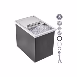 Vevor QRSCBCHG18LXZOFABV0 18 x 12 x 14.5 in. Drop in Ice Chest Stainless Steel Ice Cooler Commercial Ice Bin with Cover 40.9 ...