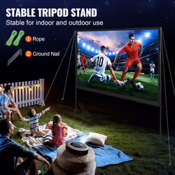VEVOR Projector Screen with Stand 100 inch 16:9 4K 1080 HD Movie Screen Bar Feet - Additional view 3