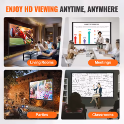 VEVOR Projector Screen with Stand 100 inch 16:9 4K 1080 HD Movie Screen Bar Feet - Additional view 5