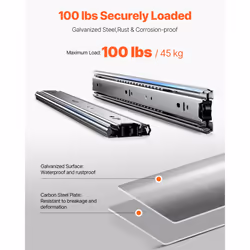 VEVOR Drawer Slides  18 inch  10 Pairs Full Extension Ball Bearing Cabinet Rails  100 LB Load Capacity Heavy Duty Side Mount Dresser Drawer Slides  Dr