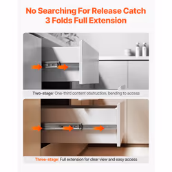 VEVOR Drawer Slides  18 inch  10 Pairs Full Extension Ball Bearing Cabinet Rails  100 LB Load Capacity Heavy Duty Side Mount Dresser Drawer Slides  Dr