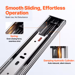 VEVOR 10 Pairs 16 Inch Soft Close Drawer Slides 14 16 18 20 22 24 Inch Heavy Duty Side Mount Rails Ball Bearing Full Extension Noiseless Dresser Drawe