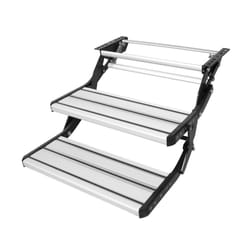 RV Steps  2-Step  Manual Retractable RV Stairs  440 LBS Load Capacity  Foldable Aluminum Alloy Steps  Thickened Steel Plate  Non-Slip Steps for Securi