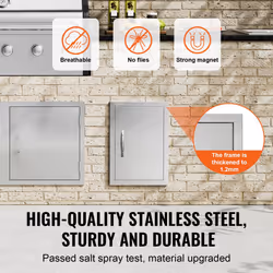 VEVOR BBQ Access Door  14W x 20H Inch Single Outdoor Kitchen Door  Stainless Steel Flush Mount Door  Wall Vertical Door with Handle  for BBQ Island  G