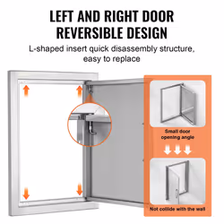VEVOR BBQ Access Door  14W x 20H Inch Single Outdoor Kitchen Door  Stainless Steel Flush Mount Door  Wall Vertical Door with Handle  for BBQ Island  G