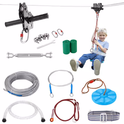 VEVOR Zip line Kits for Backyard,100ft Zip line Kit for Kids and Adult Up to 330 lb, Included Swing Seat, Ziplines Brake, and ...